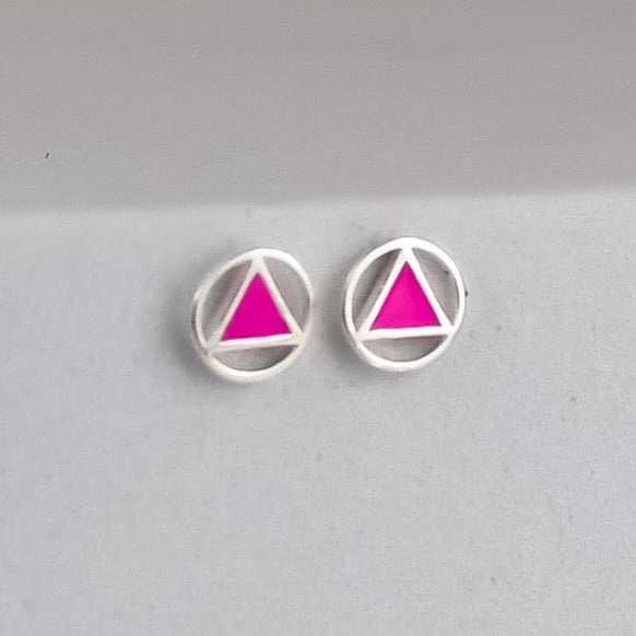 Pink Enamel Stud Earrings