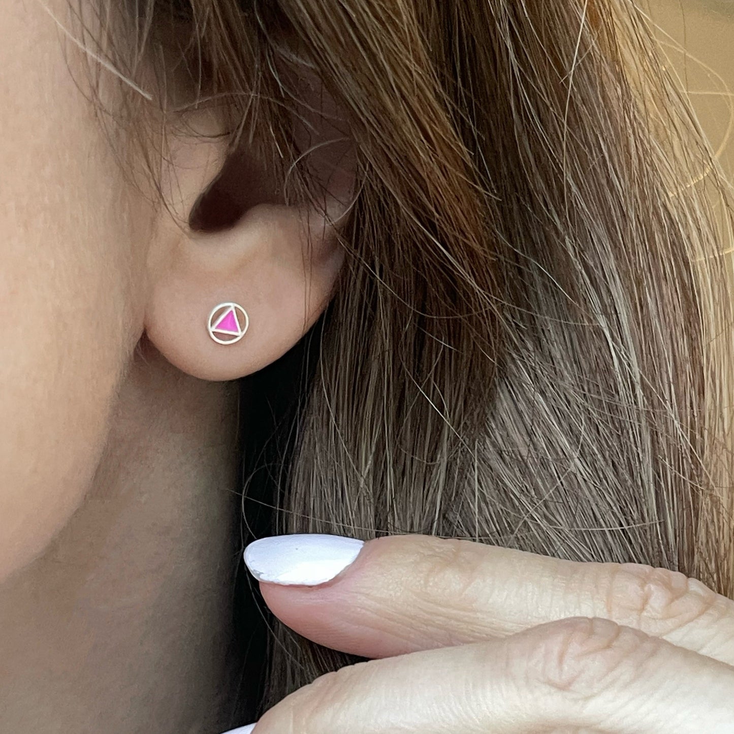 Pink Enamel Stud Earrings