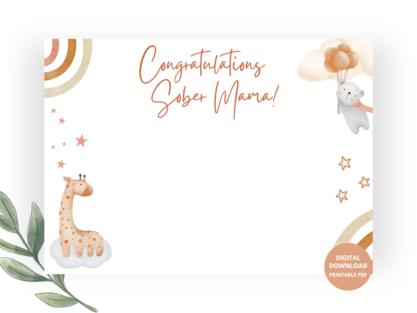 Sober Mother Congratulations Card - Digital Download