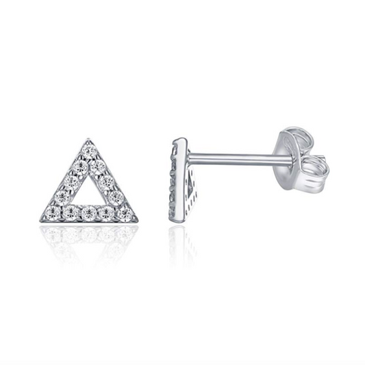 White Gold Pavé Triangle Earrings