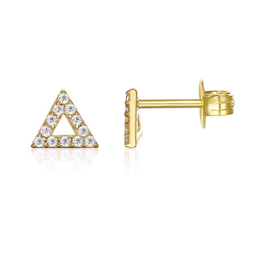 Yellow Gold Crystal Triangle Earrings